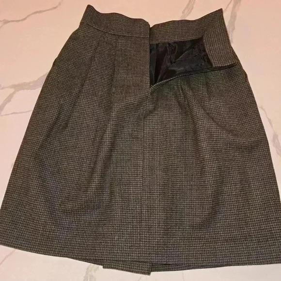 VTG Ysasu Paris Womens Wool Pleated Midi Skirt Brown Taupe Size Medium - Picture 3 of 8